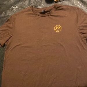 SHEIN Brown and Yellow Blouse with Smiley Accent